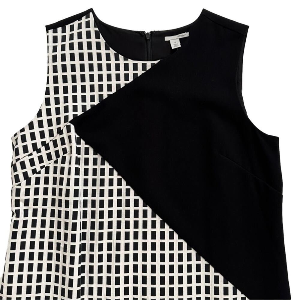 Halogen Dress Black White Checked Crew Neck Sleeveless Business Casual Small NEW - Picture 8 of 11